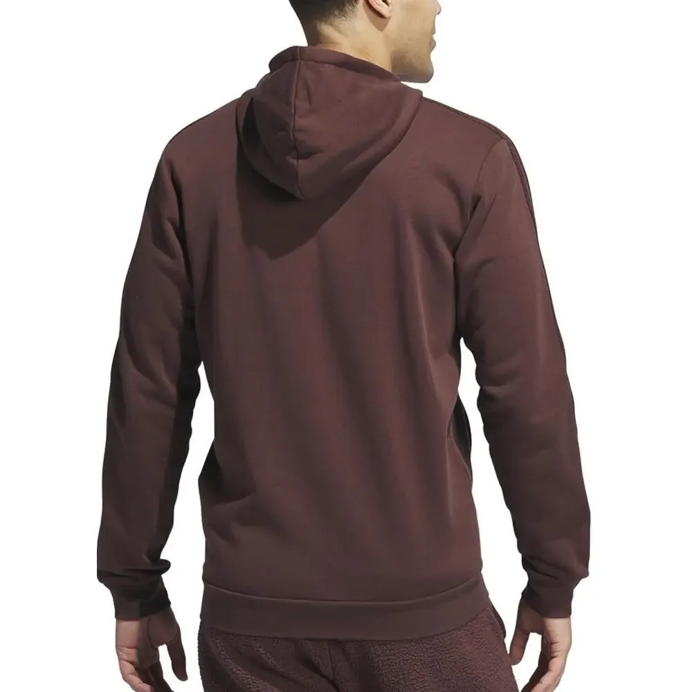 Adidas Men's Beige Coze 3-Stripes Pullover Hoodie Size S Shadow Brown